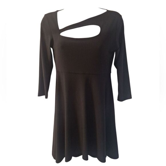 Sympli black fit and flare tunic with keyhole cutout hi low size 4 - Picture 1 of 6